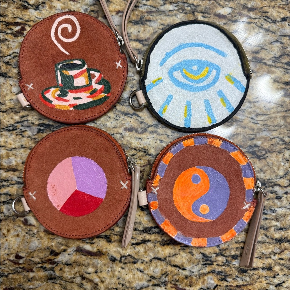 Leather Colorful Round Coin Purses